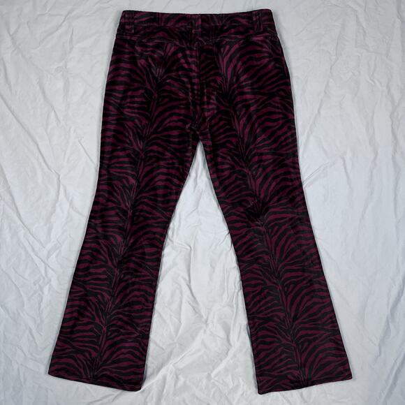 Vintage Serious LA Fuzzy Velvet Zebra Print Flare Pants Los Angeles Clothing Y2K - Picture 6 of 16
